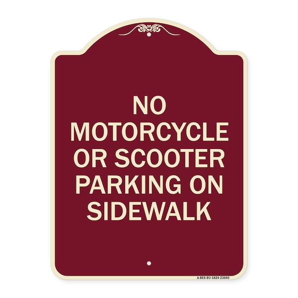 Signmission No Motorcycle or Scooter Parking on Sidewalk Heavy-Gauge Aluminum Sign, 24" x 18", BU-1824-23840 A-DES-BU-1824-23840 - main